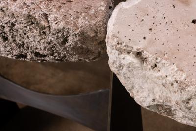  Costantini Design Sculptural Console from Volcanic Rock and Metal by Costantini Fortezza