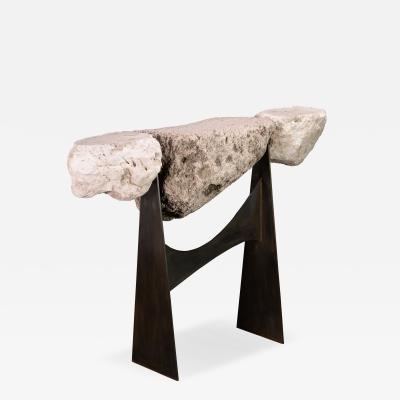  Costantini Design Sculptural Console from Volcanic Rock and Metal by Costantini Fortezza