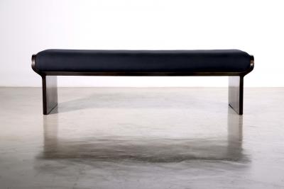  Costantini Design Sculptural Modern Oil Rubbed Bronze and Fabric Bench by Costantini Elia