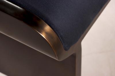  Costantini Design Sculptural Modern Oil Rubbed Bronze and Fabric Bench by Costantini Elia