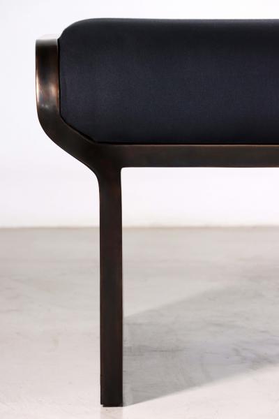  Costantini Design Sculptural Modern Oil Rubbed Bronze and Fabric Bench by Costantini Elia