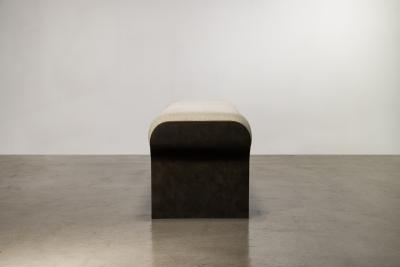  Costantini Design Sculptural Modern Oil Rubbed Bronze and Fabric Bench by Costantini Elia