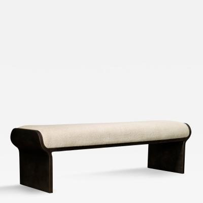  Costantini Design Sculptural Modern Oil Rubbed Bronze and Fabric Bench by Costantini Elia