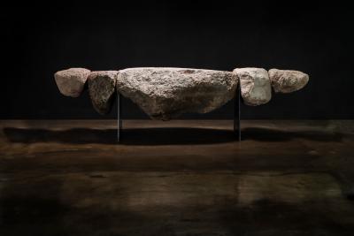  Costantini Design Sculptural Stone and Iron Functional Art Bench by William Stuart for Costantini