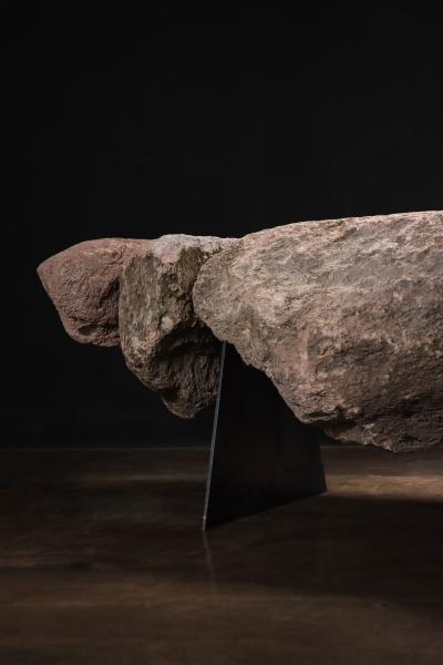  Costantini Design Sculptural Stone and Iron Functional Art Bench by William Stuart for Costantini