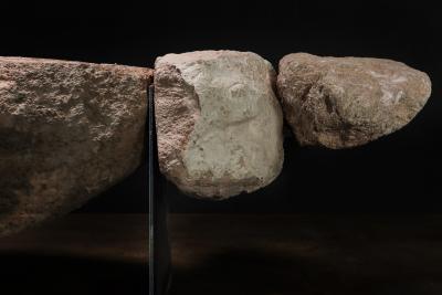  Costantini Design Sculptural Stone and Iron Functional Art Bench by William Stuart for Costantini