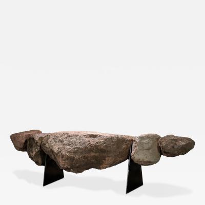  Costantini Design Sculptural Stone and Iron Functional Art Bench by William Stuart for Costantini