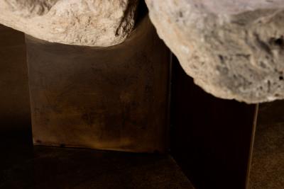  Costantini Design Sculptural Volcanic Stone and Iron Functional Art Stool by Costantini Fortezza