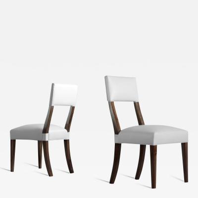  Costantini Design Set of 2 Modern White Leather Wood Chairs from Costantini Luca In Stock