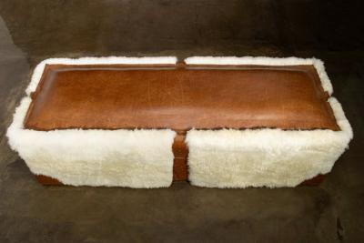  Costantini Design Shearling and Leather Custom Contemporary Bench from Costantini Ovino