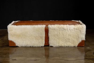  Costantini Design Sheepskin and Leather Custom Contemporary Bench by Costantini Ovino