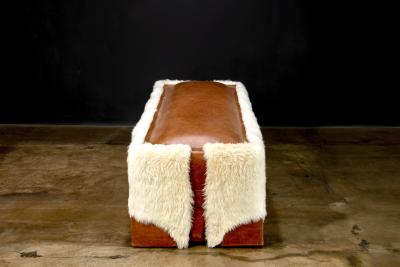  Costantini Design Sheepskin and Leather Custom Contemporary Bench by Costantini Ovino