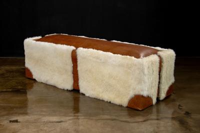  Costantini Design Sheepskin and Leather Custom Contemporary Bench by Costantini Ovino