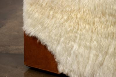  Costantini Design Sheepskin and Leather Custom Contemporary Bench by Costantini Ovino