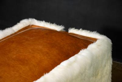  Costantini Design Sheepskin and Leather Custom Contemporary Bench by Costantini Ovino