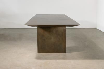  Costantini Design Twin Pedestal Table in Gun Metal Patinated Steel by Costantini Andre Fierro