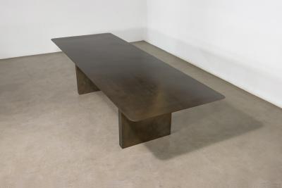 Costantini Design Twin Pedestal Table in Gun Metal Patinated Steel by Costantini Andre Fierro