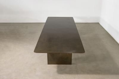  Costantini Design Twin Pedestal Table in Gun Metal Patinated Steel by Costantini Andre Fierro