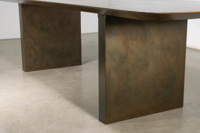  Costantini Design Twin Pedestal Table in Gun Metal Patinated Steel by Costantini Andre Fierro