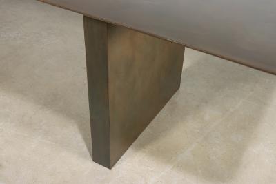  Costantini Design Twin Pedestal Table in Gun Metal Patinated Steel by Costantini Andre Fierro