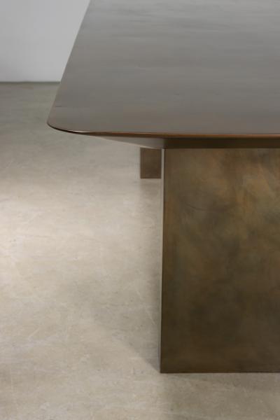  Costantini Design Twin Pedestal Table in Gun Metal Patinated Steel by Costantini Andre Fierro
