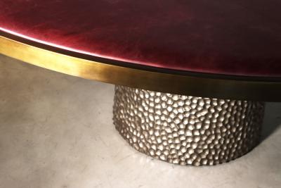  Costantini Design Upholstered Round Game Table with Metallic Carved Base from Costantini Tosca