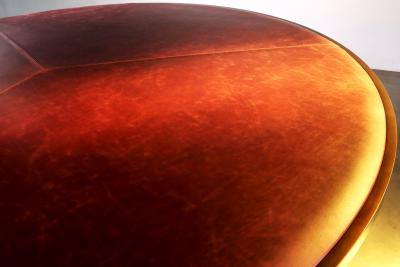  Costantini Design Upholstered Round Game Table with Metallic Carved Base from Costantini Tosca