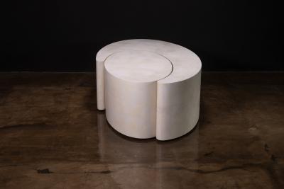 Costantini Design White Parchment Modern Sculptural Nesting Coffee Tables by Costantini Cadenza