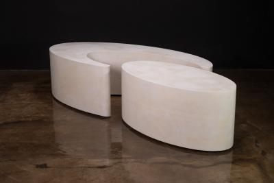  Costantini Design White Parchment Modern Sculptural Nesting Coffee Tables by Costantini Cadenza