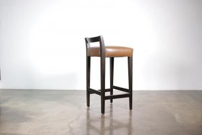  Costantini Design Wood Contemporary Low Back Stool in Leather from Costantini Umberto In Stock
