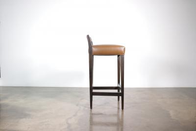  Costantini Design Wood Contemporary Low Back Stool in Leather from Costantini Umberto In Stock