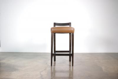  Costantini Design Wood Contemporary Low Back Stool in Leather from Costantini Umberto In Stock