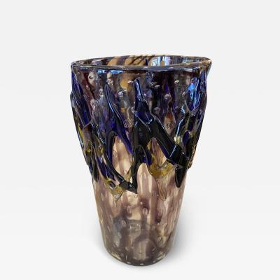  Costantini Murano Vase with blue and black strokes Costantini Murano