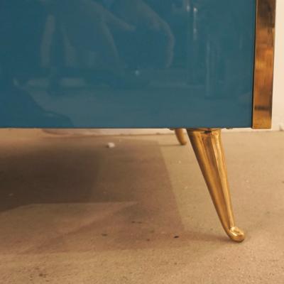  Cosulich Interiors Antiques Bespoke Italian Art Deco Design Blue Taupe Gray Glass 7 Drawer Chest Semainier