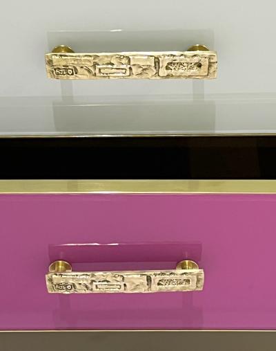 Cosulich Interiors Antiques Bespoke Italian Post Modern Pink Rose Blush White Glass 4 Drawer Semainier Chest