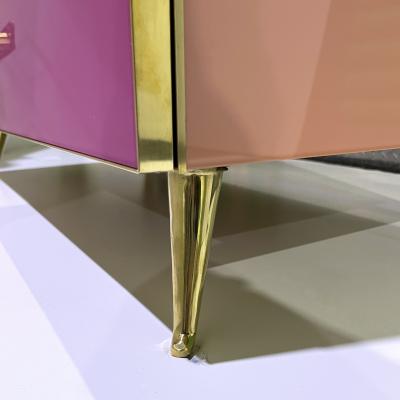Cosulich Interiors Antiques Bespoke Italian Post Modern Pink Rose Blush White Glass 4 Drawer Semainier Chest