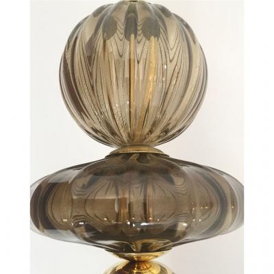  Cosulich Interiors Antiques Contemporary Customizable Taupe Gold Ivory White Murano Glass Pendant Chandelier