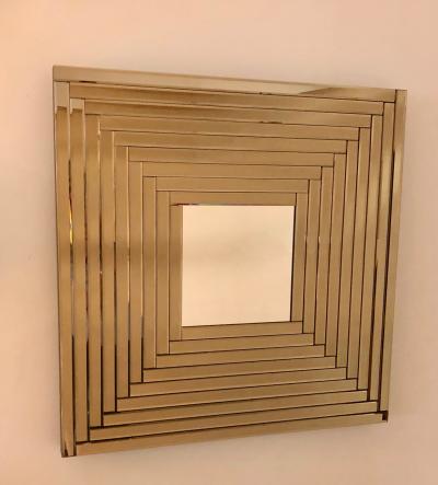  Cosulich Interiors Antiques Contemporary Geometric Italian Bronze Murano Glass Gradient Square Mirror