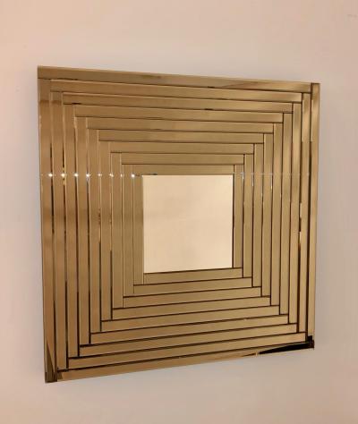  Cosulich Interiors Antiques Contemporary Geometric Italian Bronze Murano Glass Gradient Square Mirror