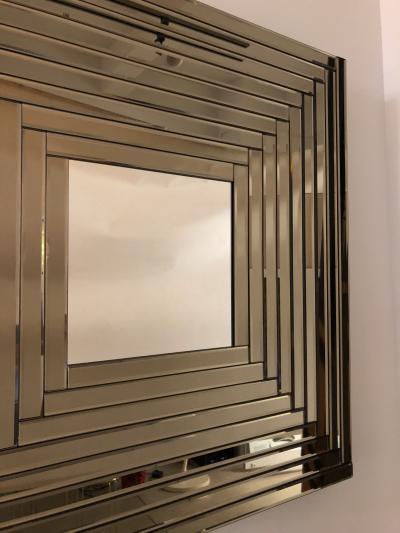  Cosulich Interiors Antiques Contemporary Geometric Italian Bronze Murano Glass Gradient Square Mirror