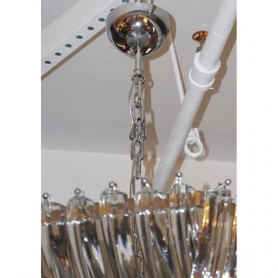 Cosulich Interiors Antiques Contemporary Italian Minimalist Curved Crystal Murano Glass Chrome Chandelier