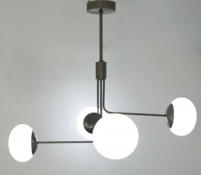  Cosulich Interiors Antiques Contemporary Italian Modern Oil Rubber 4 White Murano Glass Globe Chandelier