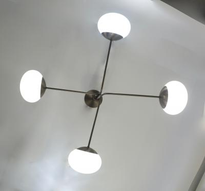  Cosulich Interiors Antiques Contemporary Italian Modern Oil Rubber 4 White Murano Glass Globe Chandelier