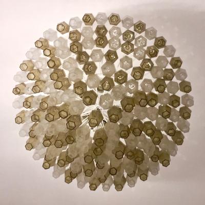  Cosulich Interiors Antiques Contemporary Italian Poliedri Amber and Crystal Clear Murano Glass Chandelier