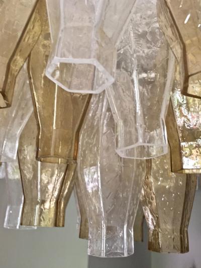  Cosulich Interiors Antiques Contemporary Italian Poliedri Amber and Crystal Clear Murano Glass Chandelier