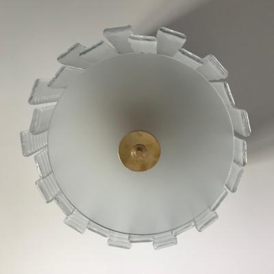  Cosulich Interiors Antiques Custom Italian Textured Crystal Frosted Murano Glass Brass Round Flush Mount