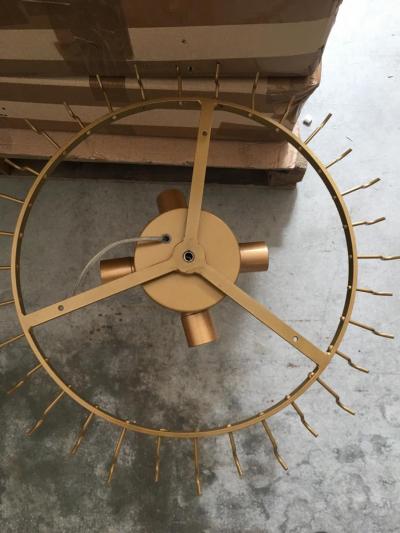  Cosulich Interiors Antiques Custom Italian Textured Crystal Frosted Murano Glass Brass Round Flush Mount