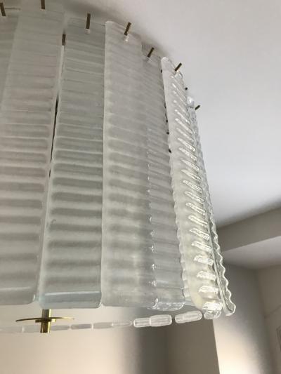  Cosulich Interiors Antiques Custom Italian Textured Crystal Frosted Murano Glass Brass Round Flush Mount