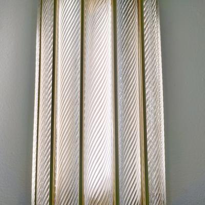  Cosulich Interiors Antiques Italian Art Deco Design Crystal Murano Glass Half Moon Bronze Sconces