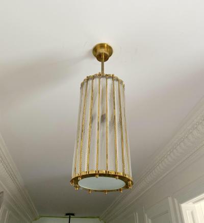  Cosulich Interiors Antiques Italian Brass Crystal Murano Glass Customizable Pendant Chandelier